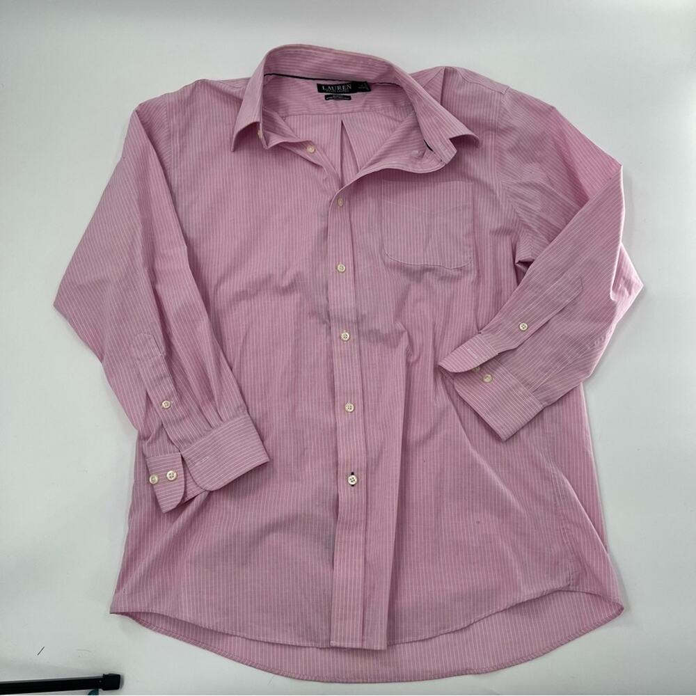 Lauren Ralph Lauren Black Label Pink Striped Long Sleeve Button Up Shirt